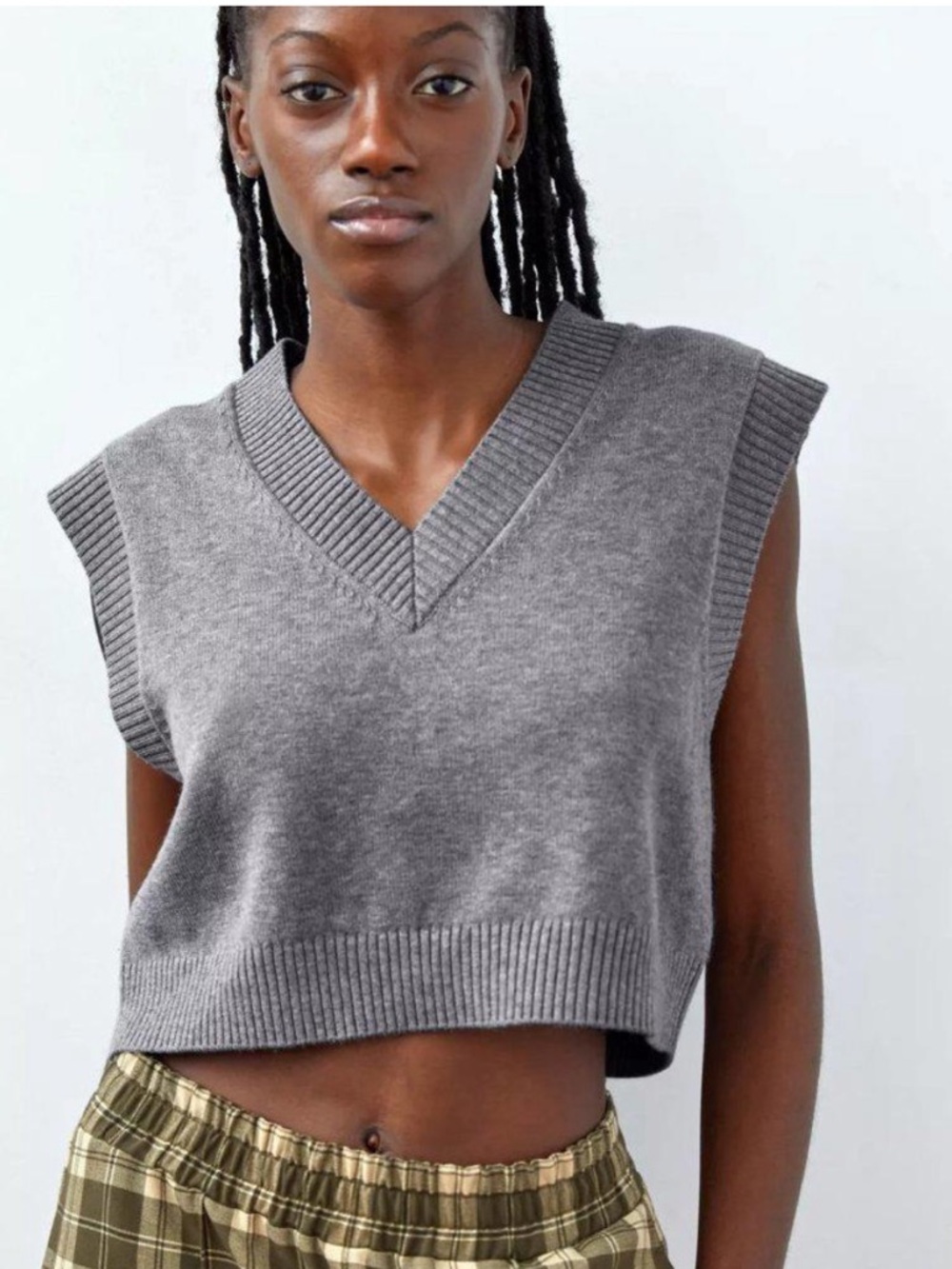 NWT Aritzia Sunday Best Winston Cropped Sweater Vest Merino Wool Blue Sz Small - Picture 11 of 11